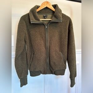 All in Motion Olive Green Sherpa Jacket Full Zip with Pockets Size XS